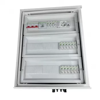 EMITER EM-854N Caja combinadora solar fotovoltaica DCAC hermética IP66 con protección contra sobretensión DC y AC, 5 entradas de string, 5 MPPT, 100A 3 fases