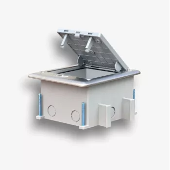 EMITER Toma de suelo 6M IP66 - Toma de suelo para montaje de tomas estándar de 22,5x45 mm (45x45 mm), abatible
