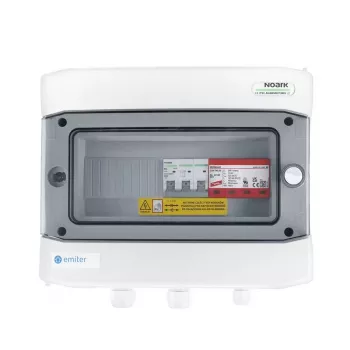 EMITER Cuadro eléctrico conectado AC hermético IP65 EMITTER con protector contra sobretensiones AC Dehn Tipo 2, 50A trifásico, diferencial Tipo A 63A/300mA