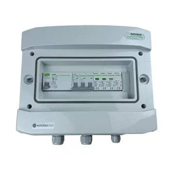 EMITER Cuadro eléctrico conectado AC Hermetic IP65 EMITTER con protector contra sobretensiones AC Noark Tipo 1+2, 50A 3 fases, RCD Tipo A 63A/300mA