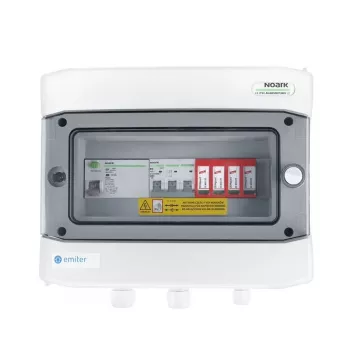 EMITER Cuadro eléctrico conectado AC hermético IP65 con protector contra sobretensiones Dehn Tipo 2, 40A trifásico, diferencial Tipo A 63A/300mA