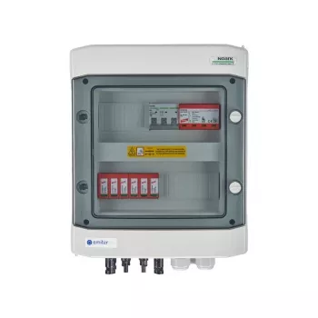 EMITER Cuadro eléctrico adosado DCAC hermético IP65 EMITTER con descargador de sobretensión DC Dehn 1000V Type 2, 2 x string PV, 2 x MPPT // y descargador de sobretensión AC Dehn Type 1+2, 10A 3 fases