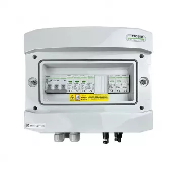 EMITER Switchgear Attached DCAC Hermetic IP65 EMITTER con Noark 1000V Tipo 1+2 protector de sobretensión DC, 1 x PV-String, 1 x MPPT // og. AC Noark Tipo 1+2, 10A 3 fases
