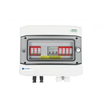 EMITER Cuadro eléctrico DCAC hermético IP65 con pararrayos Dehn 1000V Type 2 DC, 1 x PV-String, 1 x MPPT // AC Dehn Type 2, 20A 3-Fases