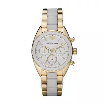 Emporio Armani AR5944 Reloj para mujer oro rosa acero inoxidable cronógrafo 38mm