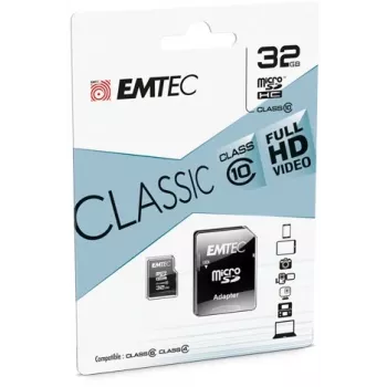 Emtec ECMSDM32GHC10CG 32GB Tarjeta de memoria MicroSDHC Class 10 UHS-I con adaptador SD