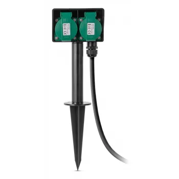 Enchufe de exterior Entac con pica de tierra IP44 2 tomas 5m