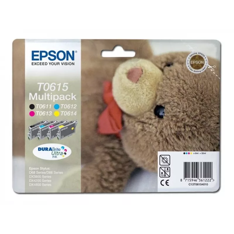 Epson T0615 multipack cartuchos de tinta - pack de 4 - 32 ml - negro, amarillo, cian, magenta