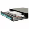 Caja de empalme de fibra óptica Equip de 12 puertos, LC dúplex, OM3, 1U, equipada, negra