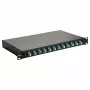 Caja de empalme de fibra óptica Equip de 12 puertos, LC dúplex, OM3, 1U, equipada, negra