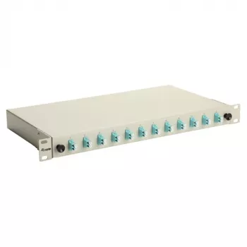 Caja de empalme de fibra óptica Equip 12 puertos, LC dúplex, OM3, 1U, equipada, gris