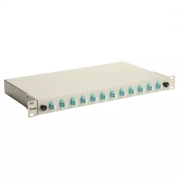 Caja de empalme de fibra óptica Equip 12 puertos, LC dúplex, OM3, 1U, equipada, gris