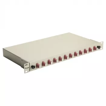 Equip Caja de empalme de fibra óptica 12 puertos, LC dúplex, OM4, 1U, equipada, Gris