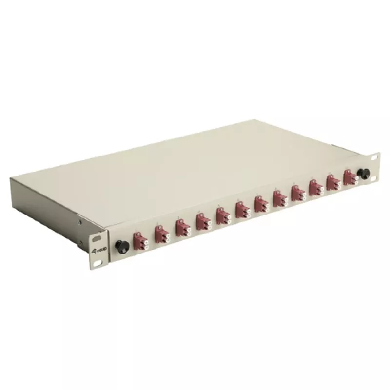 Equip Caja de empalme de fibra óptica 12 puertos, LC dúplex, OM4, 1U, equipada, Gris