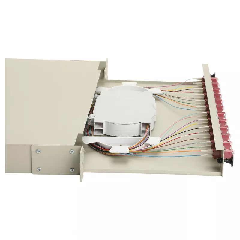 Equip Caja de empalme de fibra óptica 12 puertos, LC dúplex, OM4, 1U, equipada, Gris