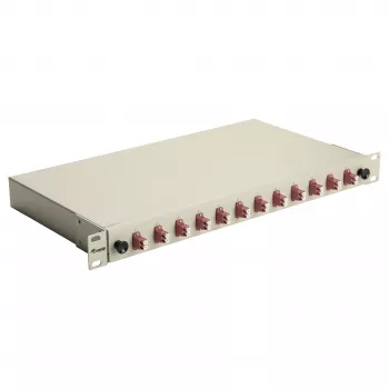 Equip Caja de empalme de fibra óptica 12 puertos, LC dúplex, OM4, 1U, equipada, Gris