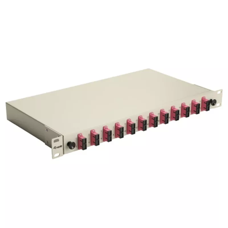 Caja de empalme de fibra óptica Equip 12 puertos SC dúplex OM4, 1U, totalmente equipada, gris