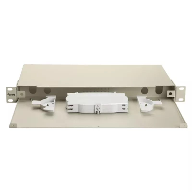 EQUIP Caja de fibra óptica Space Box de 19 pulgadas, 1U, acero, verde, sin panel