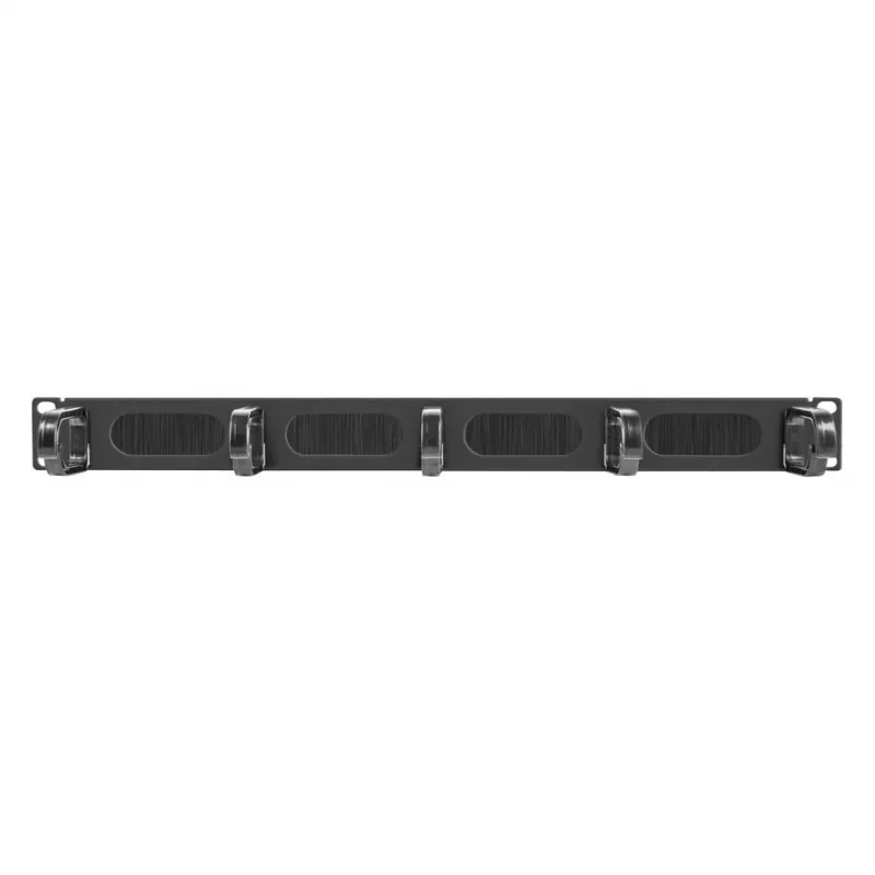 Equip Panel de gestión de cables de 19 pulgadas, 5 anillas de plástico, acero, 1U, negro (RAL 9005)
