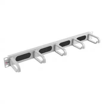 Equip panel de gestión de cables de 19 pulgadas con 5 anillas de plástico, acero, 1U, RAL7035