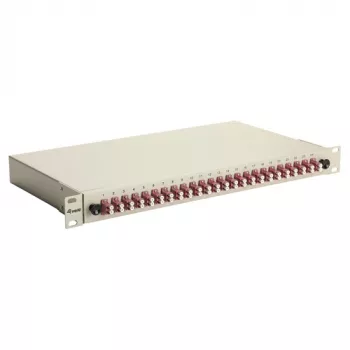 Equip Caja de empalme de fibra óptica de 24 puertos, LC Duplex, OM4, 1U, equipada, Gris