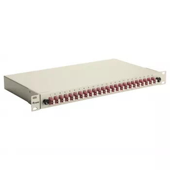 Equip Caja de empalme de fibra óptica de 24 puertos, LC Duplex, OM4, 1U, equipada, Gris