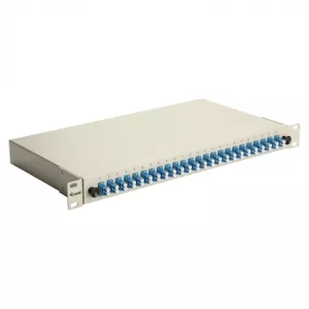 EQUIP caja de empalme de fibra óptica de 24 puertos, LC dúplex, OS2, 1U, equipada, gris
