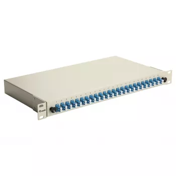 EQUIP caja de empalme de fibra óptica de 24 puertos, LC dúplex, OS2, 1U, equipada, gris
