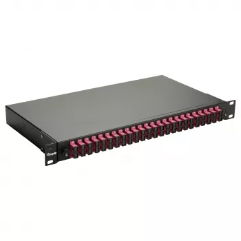 Equip Caja de empalme de fibra óptica de 24 puertos, SC dúplex, OM4, 1U, equipada, negra