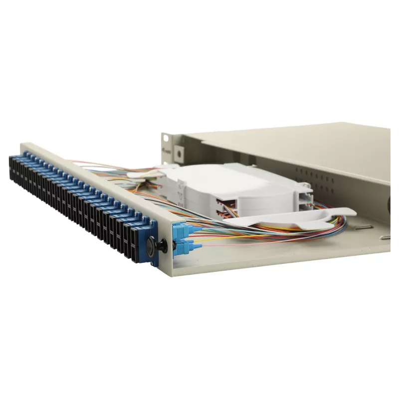 Equip Caja de empalme de fibra óptica 24 puertos, SC dúplex, OS2, 1U, equipada, Gris