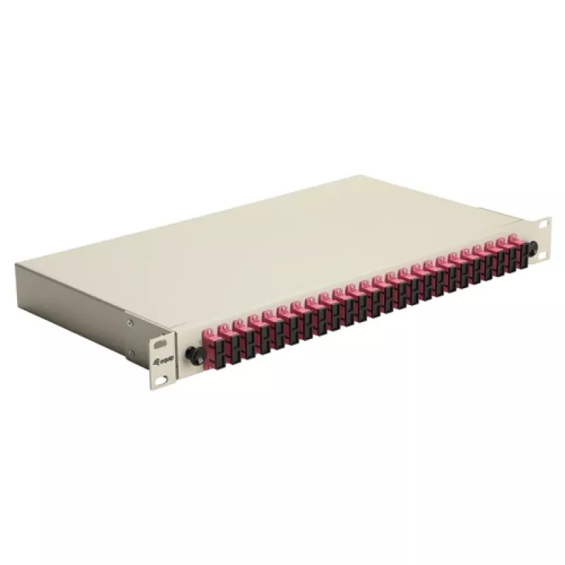 Caja de empalme de fibra óptica Equip 24 puertos SC Duplex OM4 1U rackmount, equipada, gris