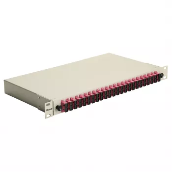 Caja de empalme de fibra óptica Equip 24 puertos SC Duplex OM4 1U rackmount, equipada, gris