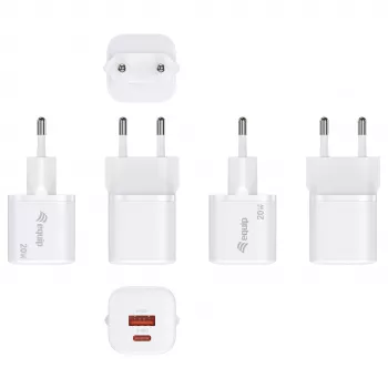Equip 245526 Cargador de pared 2 puertos USB-C PD3.0 / USB-A GaN 20W, Blanco