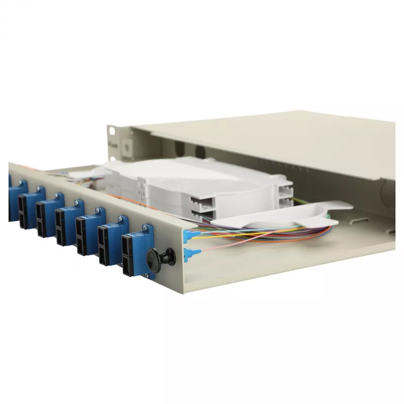 Equip 591911 caja de empalme de fibra óptica SC dúplex de 12 puertos, OS2, 1U, completamente equipada, gris