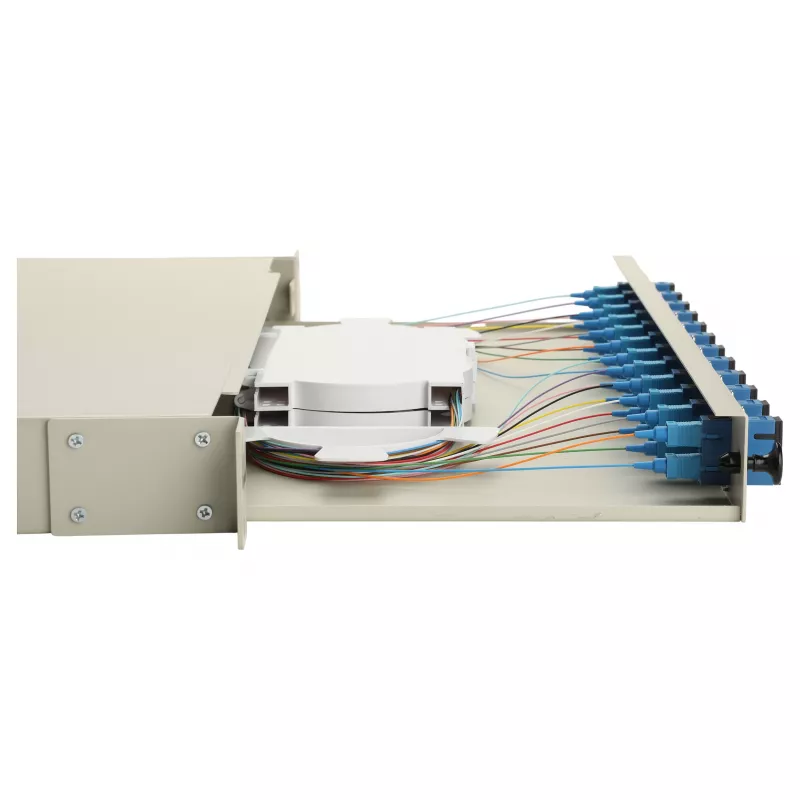 Equip 591911 caja de empalme de fibra óptica SC dúplex de 12 puertos, OS2, 1U, completamente equipada, gris