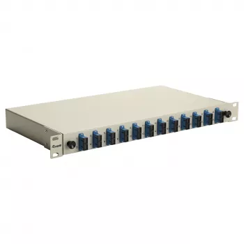 Equip 591911 caja de empalme de fibra óptica SC dúplex de 12 puertos, OS2, 1U, completamente equipada, gris