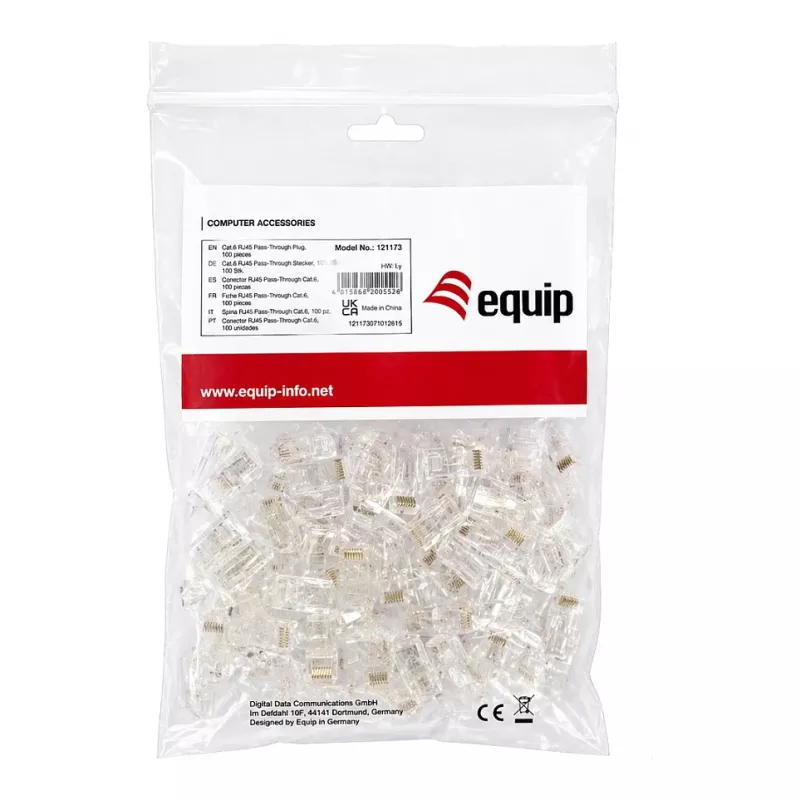 Equip Kit de conectores RJ45 Cat6 UTP no apantallado (100 uds.) - Transparente