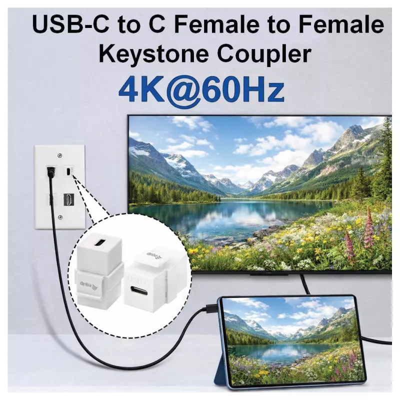 Equip Adaptador Keystone USB 3.2 Gen 2 USB-C a USB-C hembra a hembra, Blanco