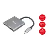 EQUIP Adaptador USB-C 4 en 1 con doble HDMI, 100W PD, 4K MST, Aluminio