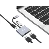 EQUIP Adaptador USB-C 4 en 1 con doble HDMI, 100W PD, 4K MST, Aluminio