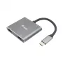 EQUIP Adaptador USB-C 4 en 1 con doble HDMI, 100W PD, 4K MST, Aluminio