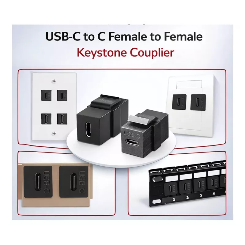 Equip Acoplador Keystone USB-C, USB 3.2 Gen 2, USB-C hembra a hembra, negro