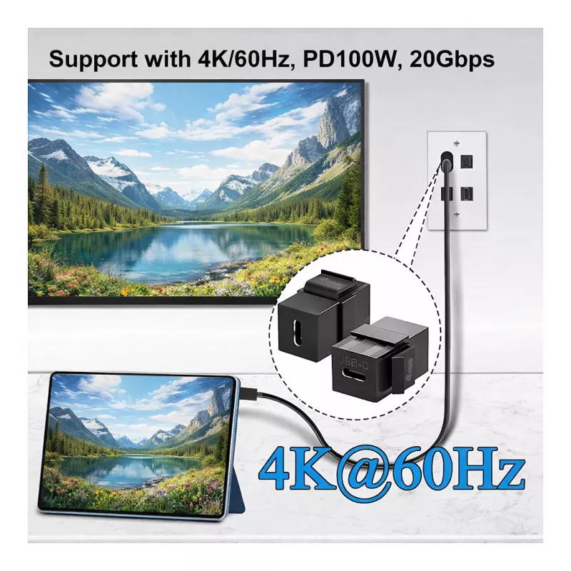 Equip Acoplador Keystone USB-C, USB 3.2 Gen 2, USB-C hembra a hembra, negro