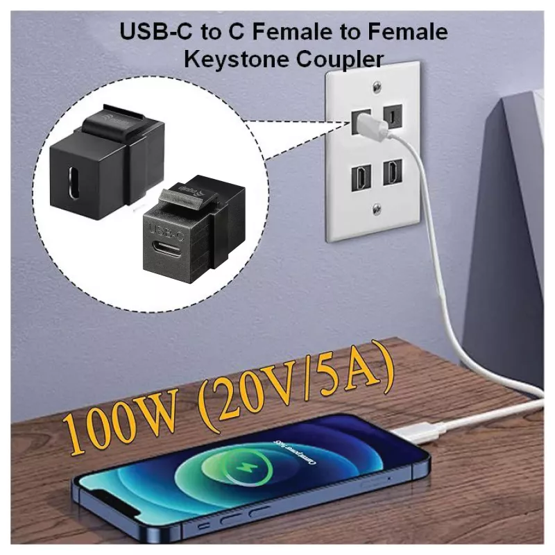 Equip Acoplador Keystone USB-C, USB 3.2 Gen 2, USB-C hembra a hembra, negro
