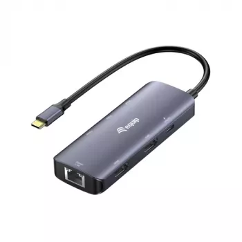 EQUIP adaptador multipuerto USB-C con 2x HDMI, RJ45, 2x USB-A, USB-C PD 100W, gris