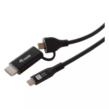 EQUIP Adaptador USB-C a USB-C + HDMI con 100W PD, 4K/60Hz, aluminio