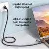 Equip Adaptador USB-C + USB-A a RJ45 Gigabit Ethernet, 5 m, Negro
