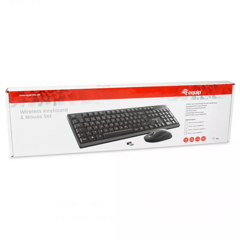 Equip Conjunto inalámbrico de teclado y ratón - Distribución alemana - Negro