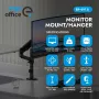 Soporte de monitor con pistón de gas Ergo Office ER-691 B para pantallas de 17-32 pulgadas, 1-10 kg, Negro mate, VESA 75/100