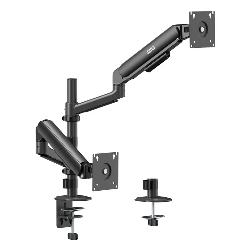 ERGO OFFICE ER-692 B Soporte de mesa para doble monitor, brazo de gas, para 17-32 inch, 1-10 kg por brazo, negro mate